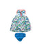 A Blue Overall Sets from Boden in size 6-12M for girl. (Back View)