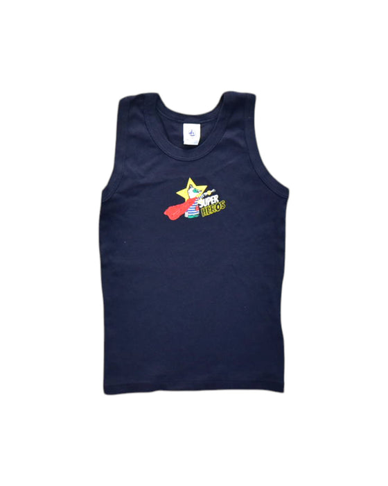 A Navy Sleeveless T Shirts from Petit Bateau in size 6T for neutral. (Front View)