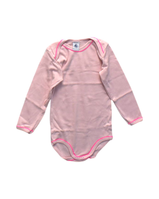 A Pink Long Sleeve Bodysuits from Petit Bateau in size 2T for girl. (Front View)