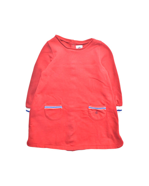 A Red Long Sleeve Dresses from Petit Bateau in size 3T for girl. (Front View)