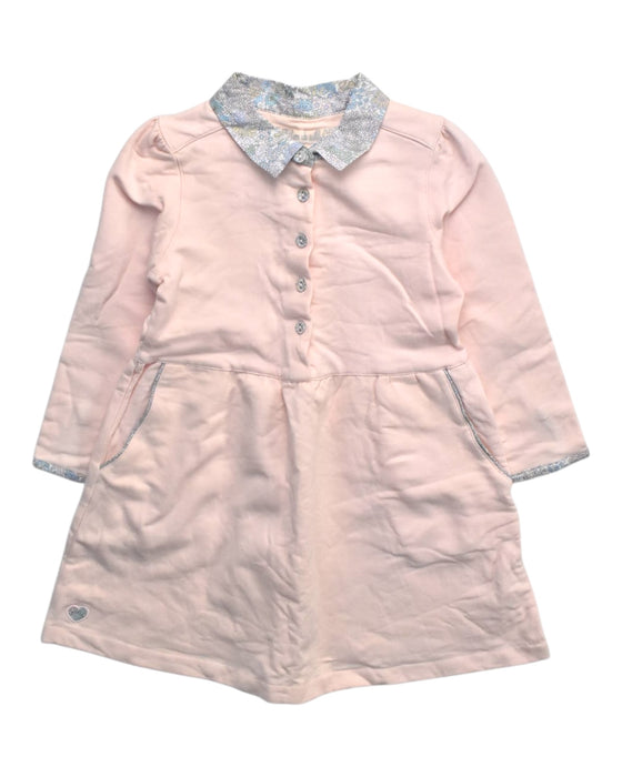 A Pink Long Sleeve Dresses from Chateau de Sable in size 4T for girl. (Front View)