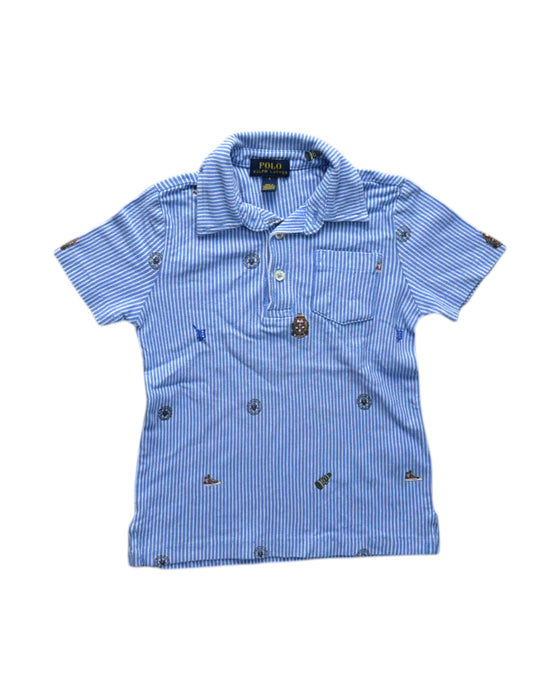A Blue Short Sleeve Polos from Polo Ralph Lauren in size 5T for boy. (Front View)