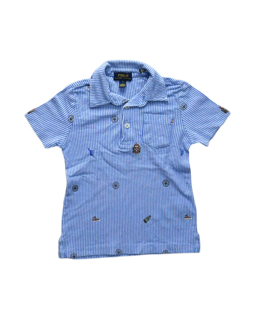 A Blue Short Sleeve Polos from Polo Ralph Lauren in size 5T for boy. (Front View)