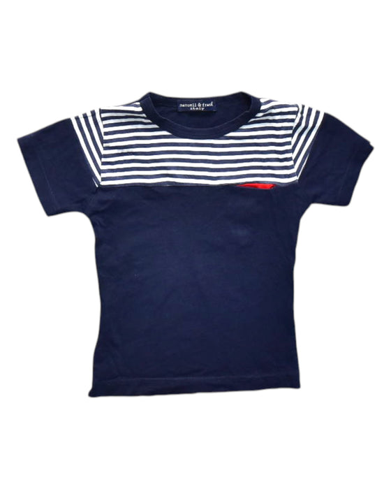 A Navy Short Sleeve T Shirts from Manuell & Frank in size 18-24M for boy. (Front View)