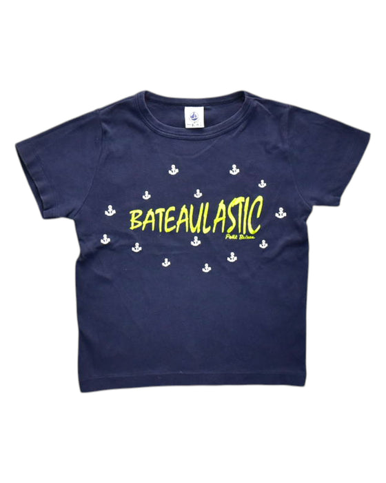A Navy Short Sleeve T Shirts from Petit Bateau in size 4T for neutral. (Front View)