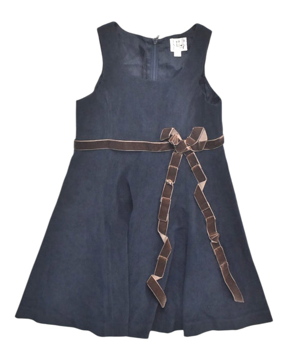 A Navy Sleeveless Dresses from Kingkow in size 6T for girl. (Front View)
