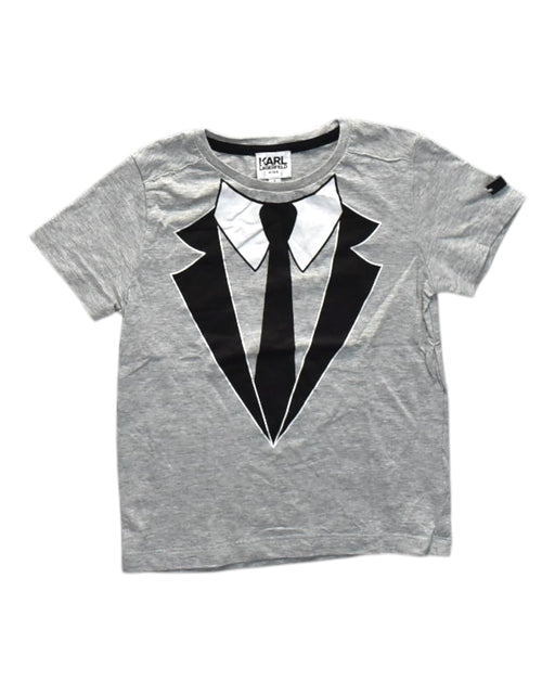 A Grey Short Sleeve T Shirts from Karl Lagerfeld in size 4T for neutral. (Front View)