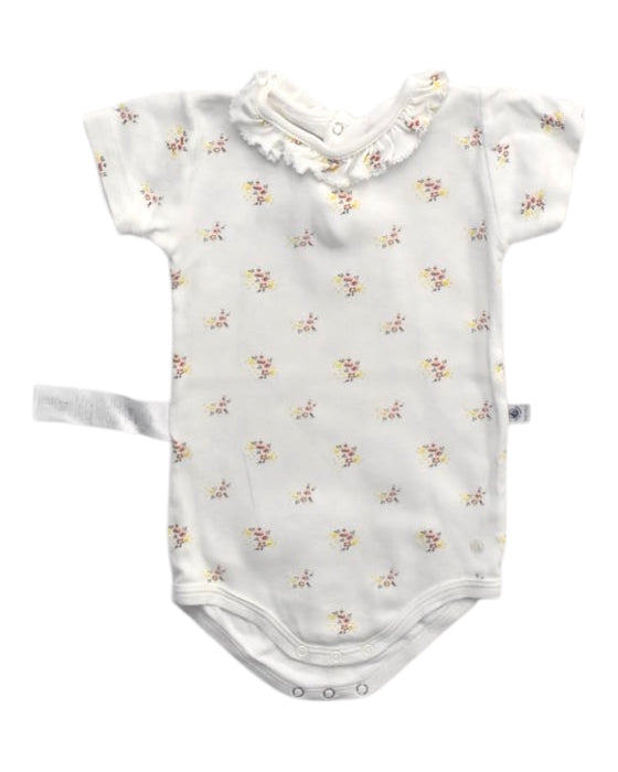 A White Short Sleeve Bodysuits from Petit Bateau in size 12-18M for girl. (Front View)