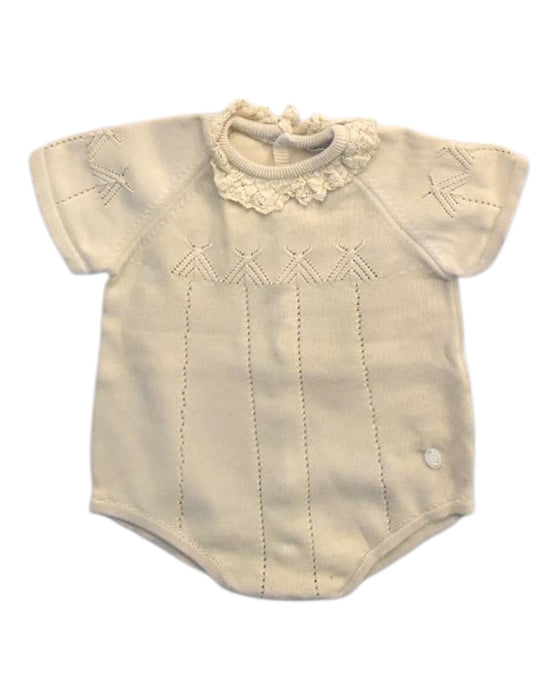 A Ivory Short Sleeve Bodysuits from Dr. Kid in size 6-12M for girl. (Front View)
