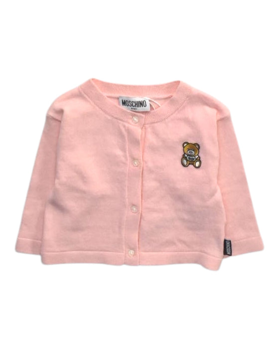 A Pink Cardigans from Moschino in size 3-6M for girl. (Front View)