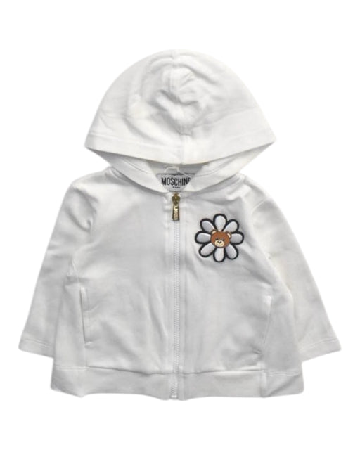A White Zippered Sweatshirts from Moschino in size 3-6M for girl. (Front View)