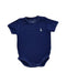 A Navy Short Sleeve Bodysuits from Raph and Remy in size 3-6M for neutral. (Front View)