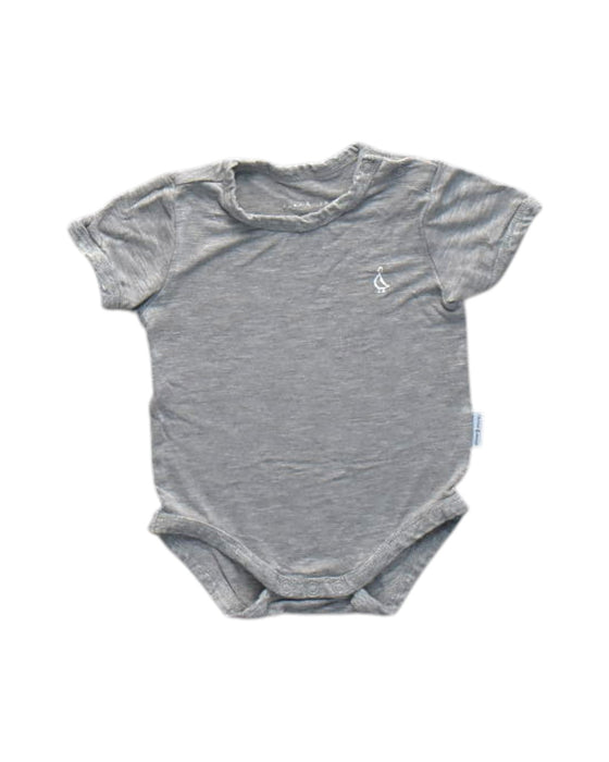 A Grey Short Sleeve Bodysuits from Raph and Remy in size 6-12M for neutral. (Front View)