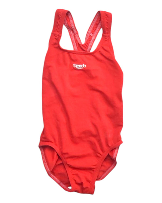 A Red Swimsuits from Speedo in size 8Y for girl. (Front View)