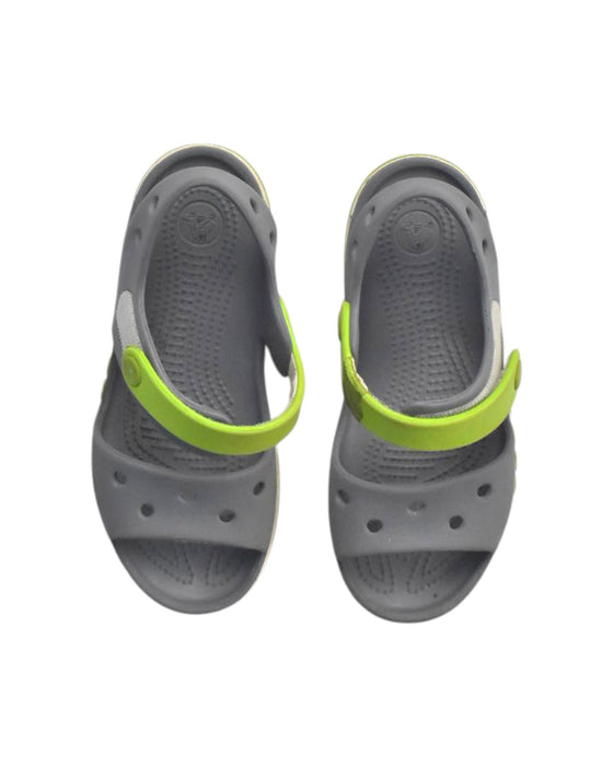 A Grey Sandals from Crocs in size 4T for boy. (Back View)