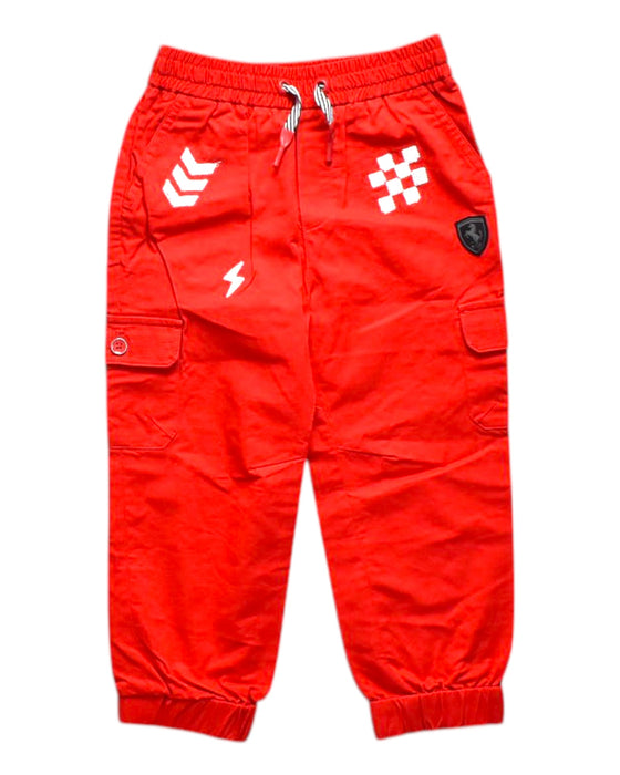 A Red Casual Pants from Ferrari in size 3T for boy. (Front View)