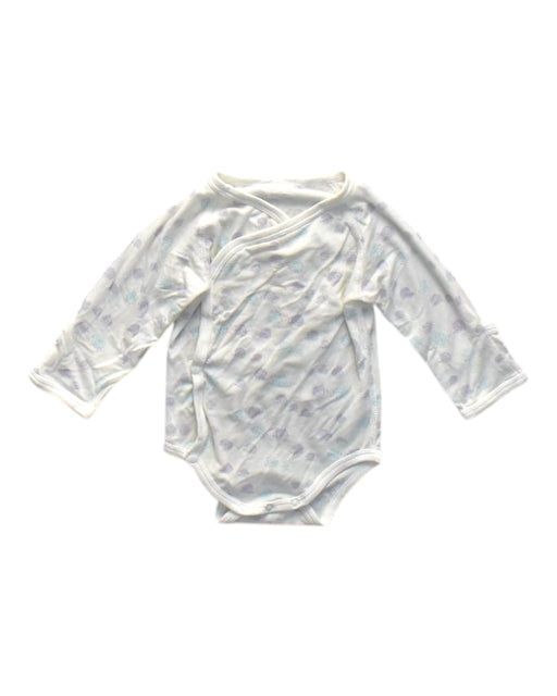 A White Long Sleeve Bodysuits from Les Enphants in size 3-6M for neutral. (Front View)
