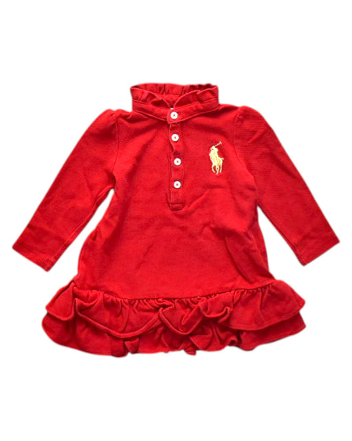 A Red Long Sleeve Dresses from Ralph Lauren in size 6-12M for girl. (Front View)