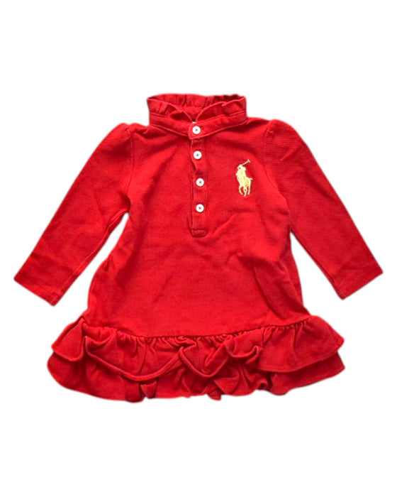 A Red Long Sleeve Dresses from Ralph Lauren in size 6-12M for girl. (Front View)