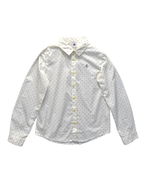 A White Long Sleeve Shirts from Petit Bateau in size 10Y for boy. (Front View)