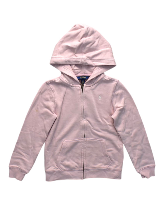 A Pink Hooded Sweatshirts from Polo Ralph Lauren in size 6T for girl. (Front View)