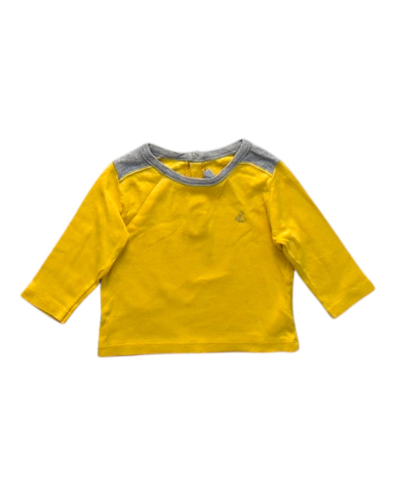 A Yellow Long Sleeve T Shirts from Petit Bateau in size 3-6M for neutral. (Front View)