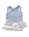 A Blue Sleeveless Rompers from Chateau de Sable in size 3-6M for girl. (Front View)