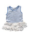 A Blue Sleeveless Rompers from Chateau de Sable in size 3-6M for girl. (Front View)