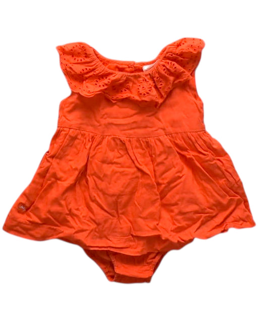 A Orange Sleeveless Rompers from Chateau de Sable in size 0-3M for girl. (Front View)