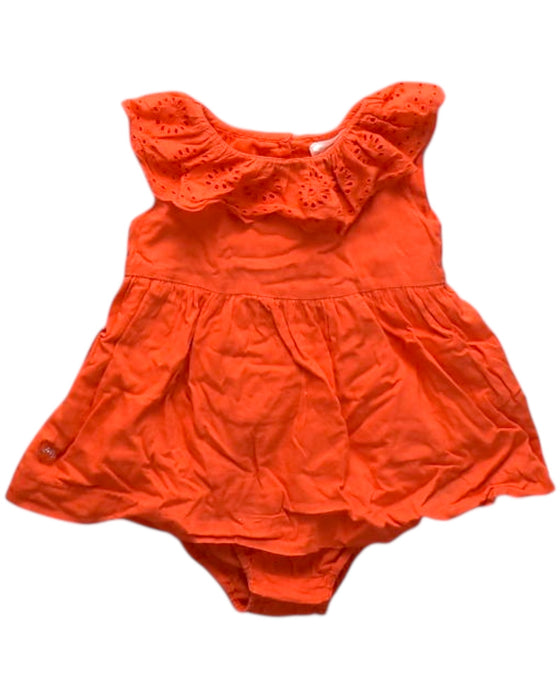 A Orange Sleeveless Rompers from Chateau de Sable in size 0-3M for girl. (Front View)