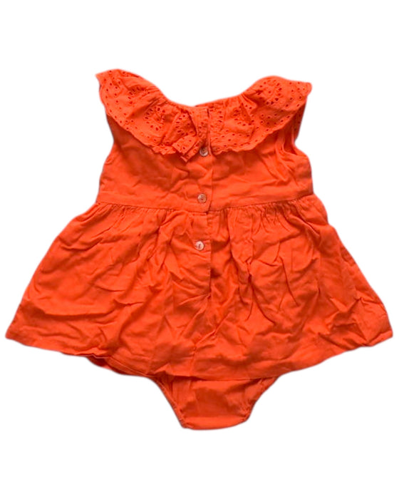 A Orange Sleeveless Rompers from Chateau de Sable in size 0-3M for girl. (Back View)