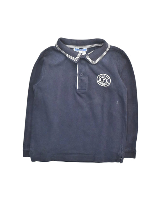 A Navy Long Sleeve Polos from Jacadi in size 4T for boy. (Front View)