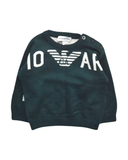 A Green Crewneck Sweatshirts from Emporio Armani in size 6-12M for boy. (Front View)