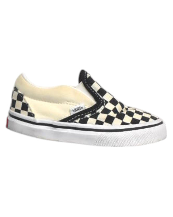 A Black Slip Ons from Vans in size 18-24M for boy. (Front View)