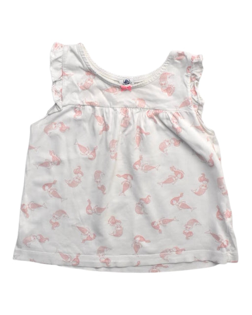 A White Sleeveless Tops from Petit Bateau in size 4T for girl. (Front View)