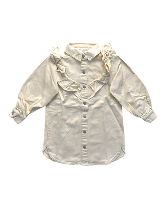 A Ivory Long Sleeve Shirts from Seed in size 2T for girl. (Front View)