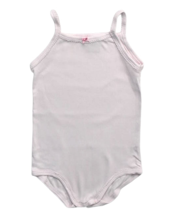 A Pink Sleveless Bodysuits from Petit Bateau in size 12-18M for girl. (Front View)