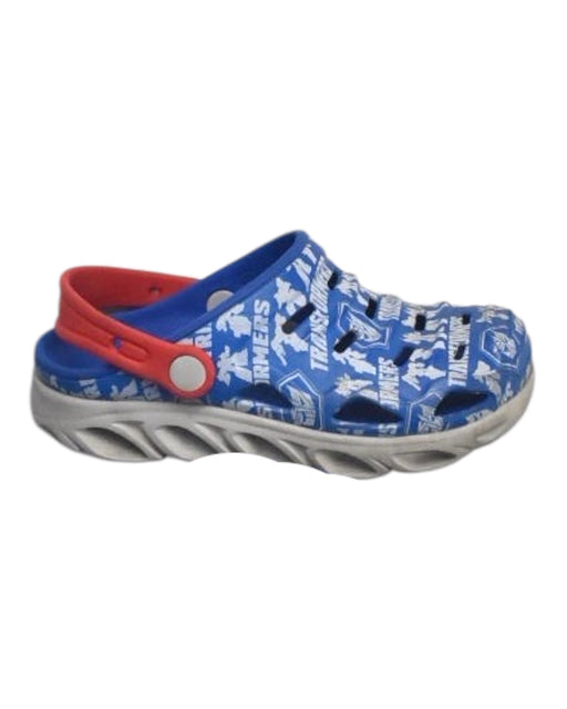 A Blue Slip Ons from Skechers in size 9Y for boy. (Front View)