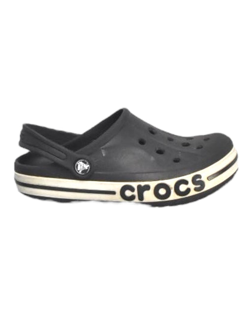 A Black Slip Ons from Crocs in size 6T for boy. (Front View)