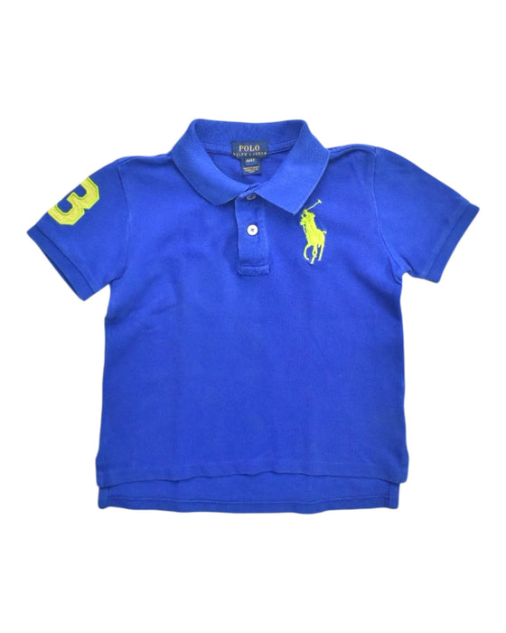 A Blue Short Sleeve Polos from Polo Ralph Lauren in size 4T for boy. (Front View)