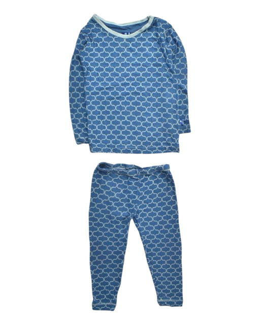 A Blue Pyjama Sets from KicKee Pants in size 12-18M for boy. (Front View)