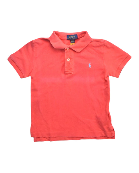 A Red Short Sleeve Polos from Polo Ralph Lauren in size 4T for boy. (Front View)