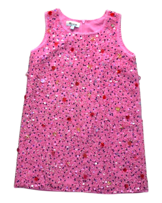 A Pink Sleeveless Dresses from Monsoon in size 5T for girl. (Front View)