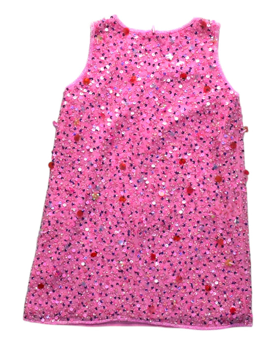 A Pink Sleeveless Dresses from Monsoon in size 5T for girl. (Back View)