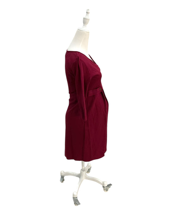 A Burgundy Long Sleeve Dresses from Isabella Oliver in size Maternity-S for maternity. (Back View)