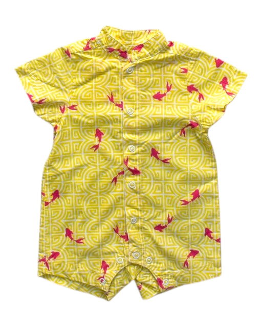 A Yellow Short Sleeve Rompers from Elly in size 0-3M for neutral. (Front View)
