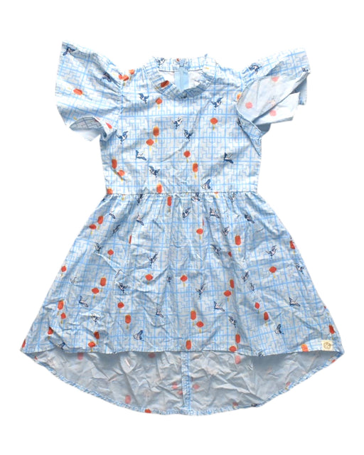 A Blue Short Sleeve Dresses from Le Petit Society in size 3T for girl. (Front View)