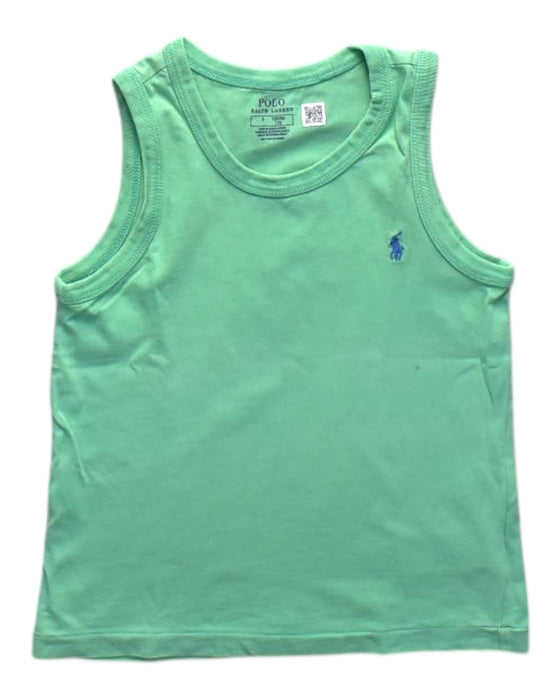 A Green Sleeveless T Shirts from Polo Ralph Lauren in size 5T for boy. (Front View)