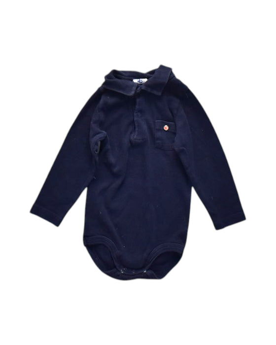 A Navy Long Sleeve Bodysuits from Petit Bateau in size 12-18M for neutral. (Front View)