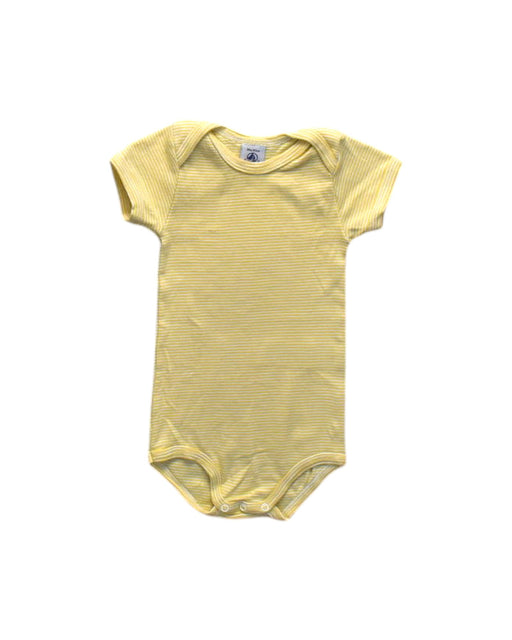 A Yellow Short Sleeve Bodysuits from Petit Bateau in size 12-18M for neutral. (Front View)